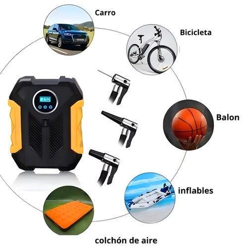Compresor de Aire Portátil Recargable – 150 PSI con Pantalla y Luz LED