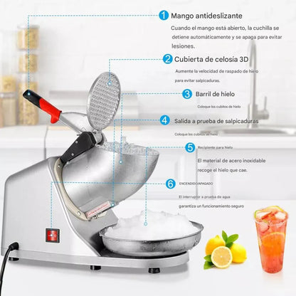 Trituradora de Hielo Eléctrica Comercial | 65kg/Hora | Acero Inoxidable para Negocio