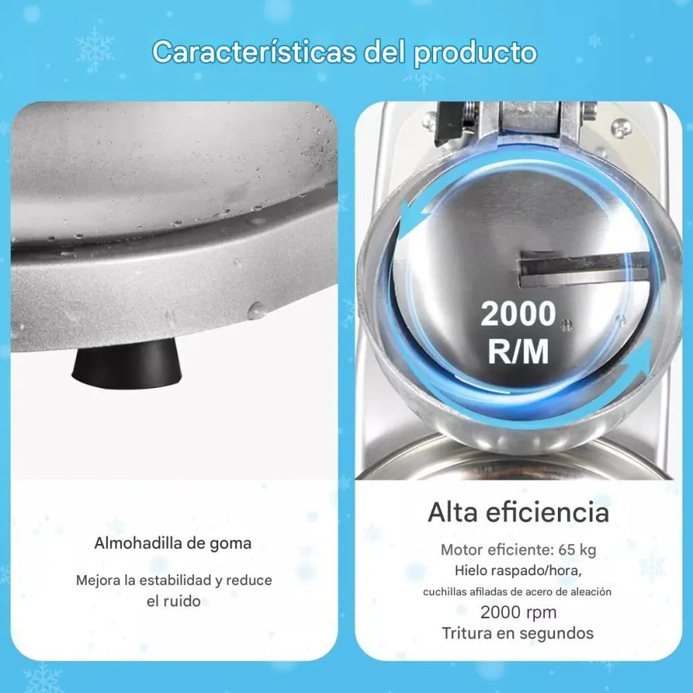 Trituradora de Hielo Eléctrica Comercial | 65kg/Hora | Acero Inoxidable para Negocio