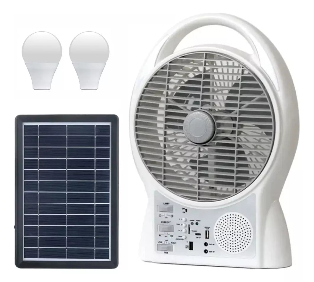 Ventilador Recargable Solar Con Radio