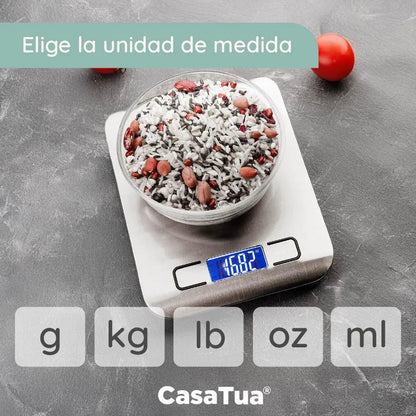 Gramera Digital de Cocina 5kg Acero Inoxidable – Precisión y Diseño Moderno