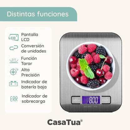 Gramera Digital de Cocina 5kg Acero Inoxidable – Precisión y Diseño Moderno