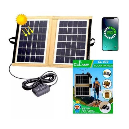 Panel Solar Portátil Para Bolso Con Usb Para Carga 6v 7w